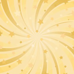 Fototapeta na wymiar Sunlight abstract spiral background. Gold yellow color burst background with stars.