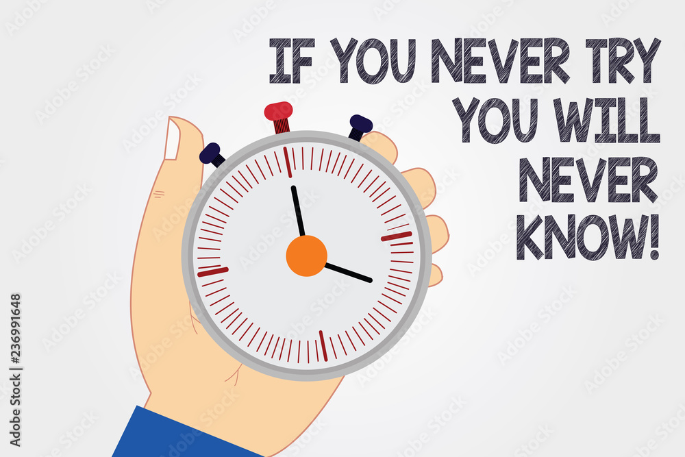 Poster handwriting text writing if you never try you will never know. concept meaning trying is the best wa