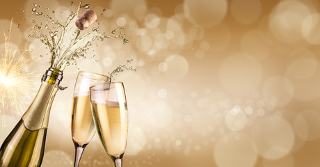Celebration with champagne - obrazy, fototapety, plakaty