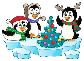 Christmas penguins thematic image 2