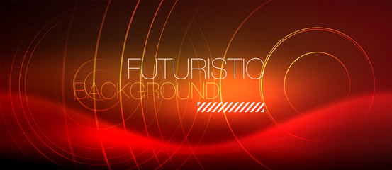 Neon glowing techno lines, hi-tech futuristic abstract background template with square shapes