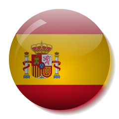 Obraz premium Spanish flag glass button vector illustration