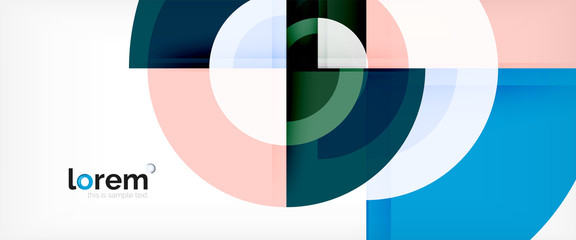 Obraz premium Modern geometric circles abstract background, colorful round shapes with shadow effects