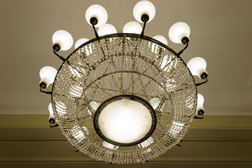 Beautiful big chandelier (luster), bottom view