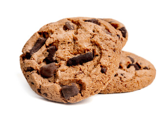 Homemade cookies. American chocolate chip cookies isolated on white background