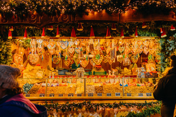 trading tent with sweets on german christmas market