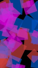 Fototapeta na wymiar Multicolored translucent squares on dark background. Vertical image orientation. 3D illustration