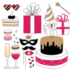 Party set vector illustration.