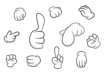 Different hand angles palm gestures cartoon style template