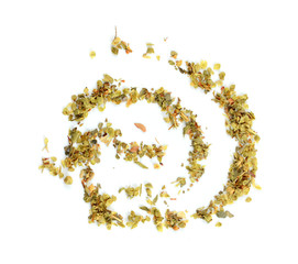 Oregano spice on white background.