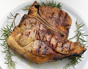 steak on the white dish