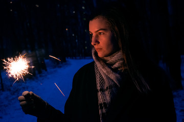 Woman with sparkler