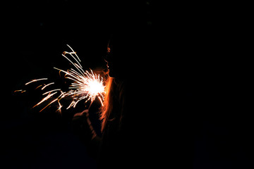 sparkler on black background