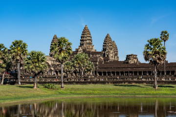 Fototapeta na wymiar Angkor Wat at daytime from south reflection pond
