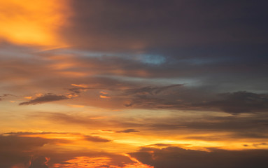 Colorful of sunset on sea scape background