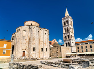 Fototapeta na wymiar St. Donatus Church and the Bell Tower of Zadar Cathedral. Croatia