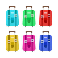 Set of six multicolored wheeled travel bag