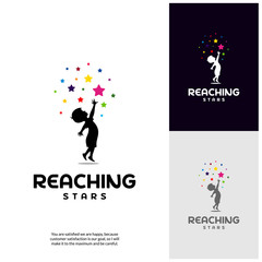 Reaching Stars Logo Design Template. Dream star logo. Emblem, Colorful, Creative Symbol, Icon