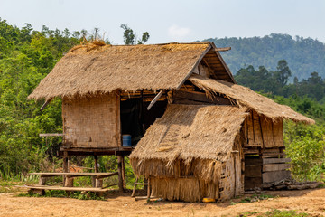 Fototapeta na wymiar Remote bamboo house living in Laos