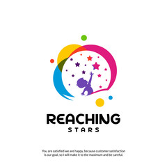 Reaching Stars Logo Design Template. Dream star logo. Emblem, Colorful, Creative Symbol, Icon