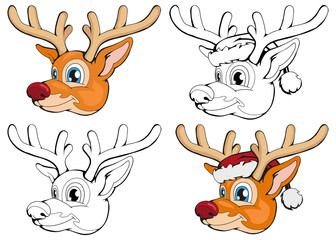 Christmas deer isolated on white background. New Year's holiday. Christmas deer. Winter character head. Different new year characters. Winter celebration. Deer dressed in winter clothes. New Year