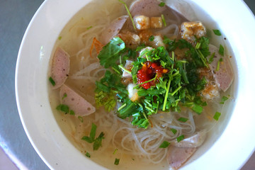 Bun Cha Ca - Delicious grilled catfish fish caked noodles Da Nang signature dish Vietnamese food...