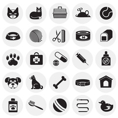 Pet icons set on circles background for graphic and web design, Modern simple vector sign. Internet concept. Trendy symbol for website design web button or mobile app