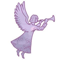 Christmas angel isolated on white background. New Year's holiday. Christmas angel. Winter character head. Funny christmas character. Winter celebration. Angel dressed in winter clothes. New Year angel