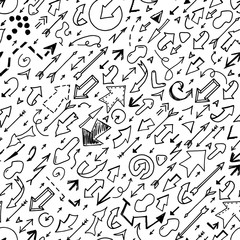 Vector seamless arrow pattern - doodle style, hand drawn design. Decorative drawing background