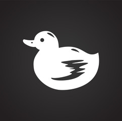 Pet toy duck icon on black background for graphic and web design, Modern simple vector sign. Internet concept. Trendy symbol for website design web button or mobile app
