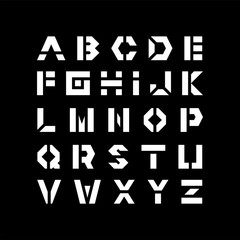 Vector techno font - modern futuristic design. Creative english alphabet. Bold latin letters