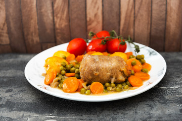 paupiette of veal rolls with Vegetable Planter