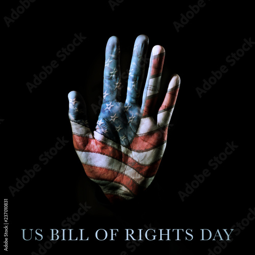 american flag and text US bill of rights day