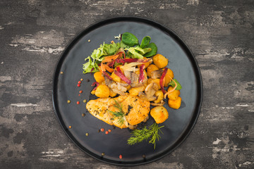 Chicken with Lemon Confit Ground Potatoes