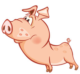 Obraz na płótnie Canvas Vector Illustration of a Cute Pig. Cartoon Character 