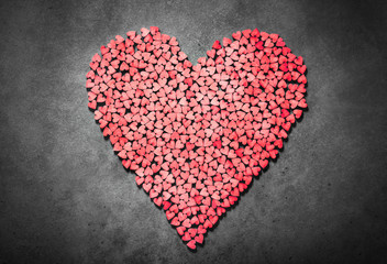 Big red heart made from little hearts