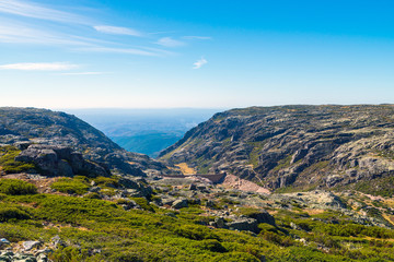 The dam in the mountains, lake and the road. Portugal , Serra da estrela