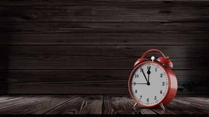 Retro alarm clock with five minutes to twelve o'clock. Hight resolution 3d illustration render