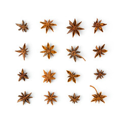 Collection of star anise, illicium or badiane isolated