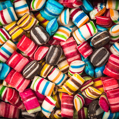 Colorful vibrant candy sweet food background