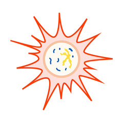 Bright cartoon colorful primitive virus, icon on white