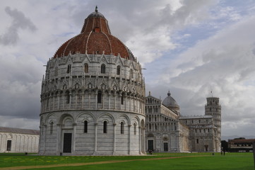 Leaning Tower of Pisa on the Square of Miracles. Journey to Italy.