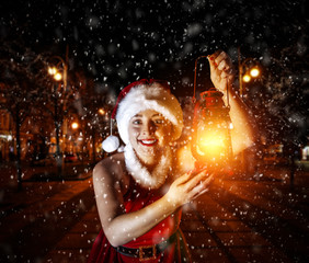 Slim young woman and winter time 
