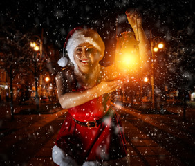 Slim young woman and winter time 