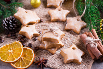 Star shaped cookie with sugar icing
