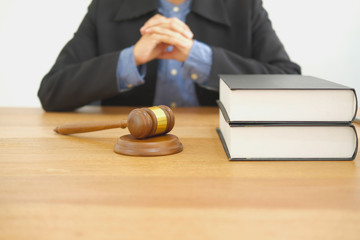 judge & legal law gavel at courtroom. lawyer attorney justice at court