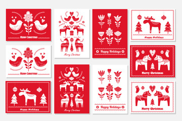 Set of Christmas hand drawn greeting cards in Scandinavian styl © Yana Alisovna