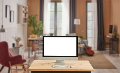Naklejka premium Modern home background and computer screen style interior decoration.