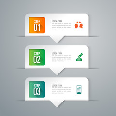 Infographics design vector and business icons with 3 options.