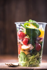 Chicken and vegetable salad, healthy brunch